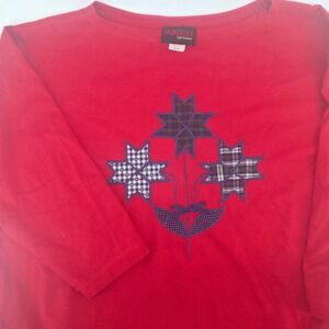 Sunbelt Sportswear Womens Red Plaid Star Patchwork Top "XL" One Size Made in USA